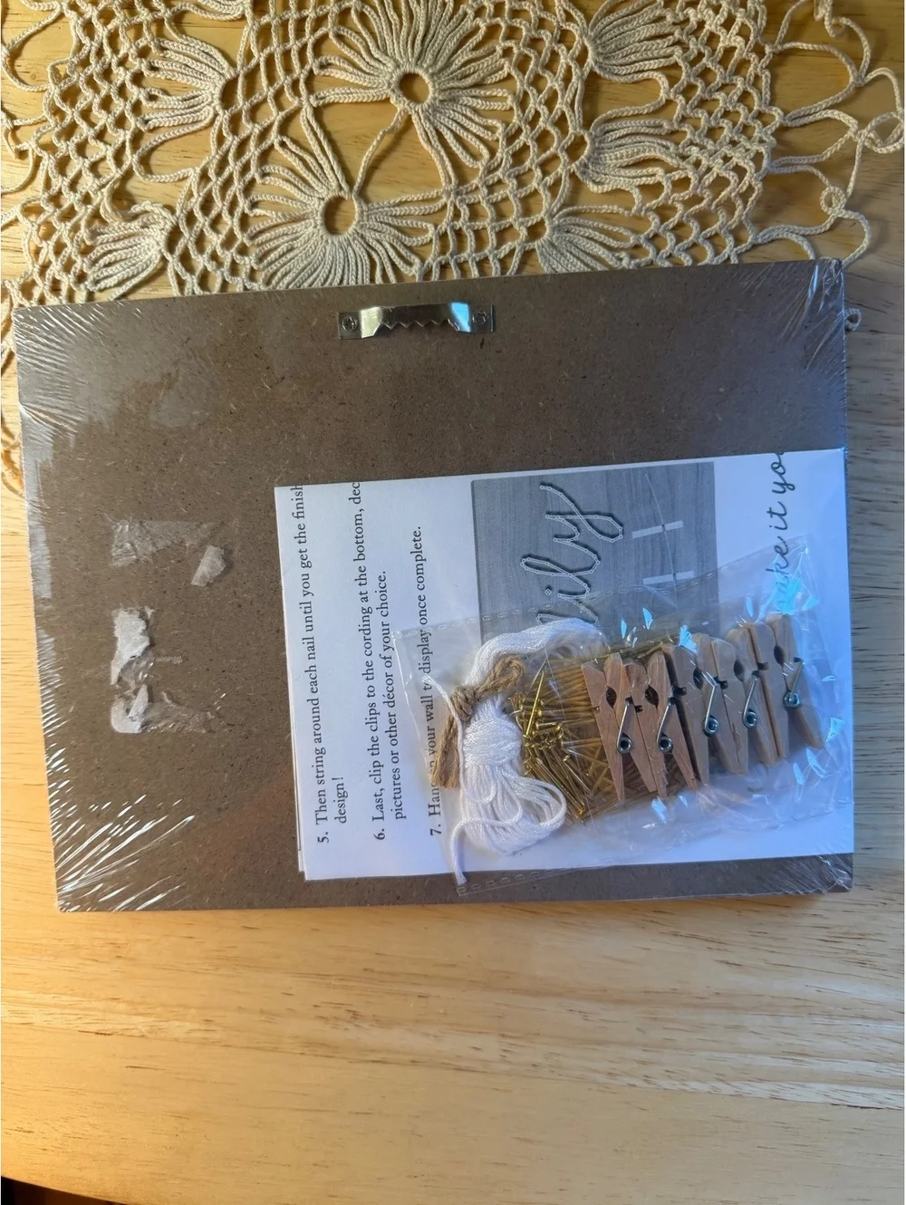 Family String Art Kit with Wood Sign, Nails, Cord, and Clips